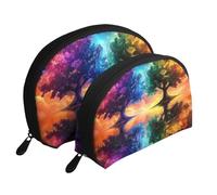 The Mysterious Tree of Life Lot de 2 trousses de maquillage portables Motif arbre de vie, blanc, Taille unique