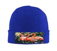 The Mystery of The Flamingo Bonnet en tricot pour homme/femme Bonnet tricoté à revers - Chapeaux tricotés pour l'hiver doux et chaud, bleu, taille unique