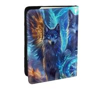 The Mystery Wolf Trio Porte-passeport imprimé en cuir PU pour homme et femme, 16,5 cm, Noir , Taille unique