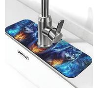 The Mystery Wolf Trio Tapis de robinet pour évier de cuisine, tapis de séchage super absorbant pour évier de cuisine, salle de bain, café, bar, cadeau décoratif (38,1 x 14 cm)
