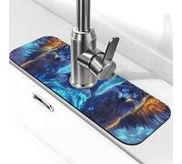 The Mystery Wolf Trio Tapis de robinet pour évier de cuisine, tapis de séchage super absorbant pour évier de cuisine, salle de bain, café, bar, cadeau décoratif (38,1 x 14 cm)