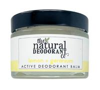 The Natural Deodorant Co, Baume Déodorant Actif Citron + Géranium 55g, Sans Aluminium, Sans Plastique, Force Supplémentaire