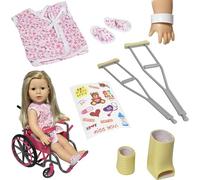 The New York Doll Collection Ensemble fauteuils roulants pour 18 Pouces/46 cm Poupées Comprend Le plâtre pour Les Jambes, Le plâtre du Bras, Les béquilles et Le Fauteuil Roulant + Prime Accessoires