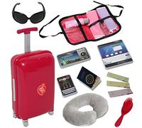 Doll Travel Suitcase With Open And Close Carry On Luggage, Ticket, Passport And 12 Accessories - Travel Set For 18 Inch Dolls
