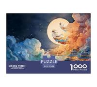 The Night Sunset Gradient with Clouds 1000 Pcs Carton Extra-épais Lot de Puzzles Full Moon Landscape Stimulant Et Éducatif Jeu Familial Puzzles As Birthday Gifts 52x38cm/1000pcs