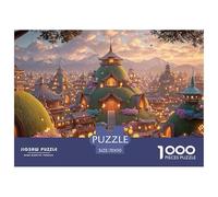The Night View of The Ancient City in China 1000 Pcs Carton Extra-épais Coffret De Puzzles Whimsical Hilltop Village Anti-Stress Jeu Familial Puzzles As Birthday Gifts 70x50cm/1000pcs