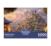 The Night View of The Ancient City in China 1000 Pcs Carton Extra-épais Coffret De Puzzles Whimsical Hilltop Village Stimulant Et Éducatif Jeu Familial Puzzles As Birthday Gifts 38x26cm/1000pcs