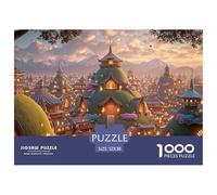 The Night View of The Ancient City in China 1000 Pcs Carton Extra-épais Lot de Puzzles Whimsical Hilltop Village Anti-Stress Jeu Créatif Puzzles pour Adultes Et Enfants 52x38cm/1000pcs