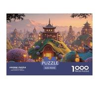 The Night View of The Ancient City in China 1000 Pièces Carton Premium Coffret De Puzzles Whimsical Hilltop Village Stimulant Et Éducatif Jeu Familial Puzzles pour Adultes Et Enfants 70x50cm/1000pcs