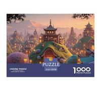 The Night View of The Ancient City in China 1000 Pièces Carton Premium Lot de Puzzles Whimsical Hilltop Village Anti-Stress Jeu Créatif Puzzles As Birthday Gifts 52x38cm/1000pcs