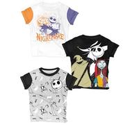 The Nightmare Before Christmas Lot de 3 t-shirts Jack Skellington, Zero & Oogie Boogie, T-shirts pour garçons, filles, tout-petits et plus, Blanc/noir/gris froid, 5 ans