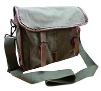 The Ninth Gate Dean Corso Mysterious Satchel Réplique Vintage French Militaire Musette Toile & Cuir de Vache Bandoulière Bandoulière Sac Messenger Sac à bandoulière Vert