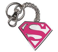 The Noble Collection DC Supergirl Pink Logo Keychain - 2in (5cm) Die Cast Metal Keychain Officially Licensed Film Set Movie Props Gifts