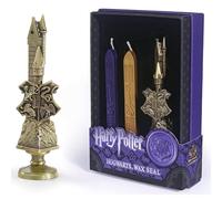 The Noble Collection Harry Potter Hogwarts Wax Seal - 6.5in (16.5cm) Die Cast Metal Stamp and Coloured Purple and Gold Wax Set - Officially Licensed Film Set Movie Props Gifts Stationery