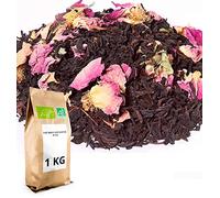 Thé noir Bio aromatisé rose - 1kg (400 tasses) - Thé en vrac 100% Agriculture Biologique - Thés Direct