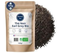 Thé Noir Earl Grey Bio - Thé Vegan en Vrac, 100% Naturel, Sans OGM - Agriculture Biologique - Conditionné en France - Sachet 100 gr (50 Tasses)