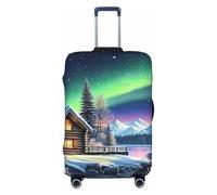 The Northern Lights and The Cabin Housse de protection élastique pour valise de voyage Motif imprimé anti-rayures, Noir , XL