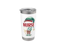The Nurse Elf Merry Christmas Famille Elfes Assortis Noël Gobelet isotherme en acier inoxydable double paroi