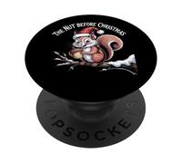The Nut Before Christmas Chapeau de Père Noël Amusant en polyuréthane Motif écureuil PopSockets PopGrip Adhésif