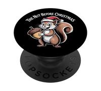 The Nut Before Christmas Chapeau de Père Noël écureuil Amusant PopSockets PopGrip Adhésif