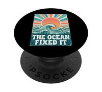 The Ocean Fixed It Retro Beach Waves Sun PopSockets PopGrip Adhésif