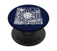 The Ocean is Calling Aime Les Tortues de mer, l'été, la Plage, Le Surf bohème PopSockets PopGrip Adhésif