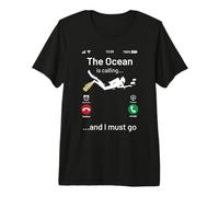 The Ocean is Calling and I Must Go Scuba Dive Diver Diving T-Shirt Haut de Gamme