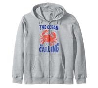 The Ocean is Calling Funny Nature Beach Crab Back Hommes Femmes Sweat à Capuche
