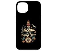 The Ocean is My Happy Place Lighthouse Nautical Design Coque pour iPhone 13