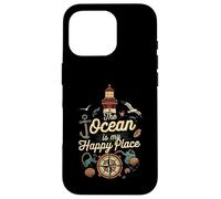 The Ocean is My Happy Place Lighthouse Nautical Design Coque pour iPhone 16 Pro
