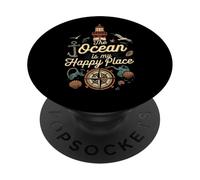 The Ocean is My Happy Place Lighthouse Nautical Design PopSockets PopGrip Adhésif