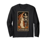 The October Queen Halloween Skeleton Tarot Card Retro Manche Longue