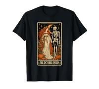 The October Queen Halloween Skeleton Tarot Card Retro T-Shirt