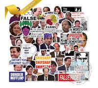 The Office Lot de 50 autocollants en vinyle imperméable avec Michael, Dwight, Jim - Amusants pour ordinateurs portables, ordinateurs, gourdes, bouteilles d'eau