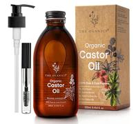 THE OGANICS® Castor Oil 250ml - Organic 100% Pure, Cold-Pressed, Natural - for Eyelashes, Eyebrows, Hair & Nails - Vegan, Cruelty-Free - Glass Bottle + Pump + Mascara-Kit