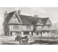 The Old Crown a pub in Deritend the oldest existant laïc building in Birmingham England seen here in 1865. From The Illustrated London News publié 1865. Affiche imprimée par Ken Welsh (43,2 x 28,9 cm)
