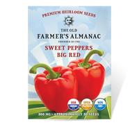 The Old Farmer's Almanac Heirloom Big Red Sweet Pepper Seeds - Environ 30 graines - Sans OGM, pollinisation ouverte, origine américaine