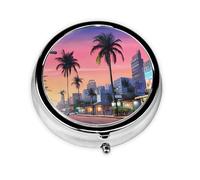 The Old Hollywood Pilulier rond avec 3 compartiments Petit pilulier portable pour voyage