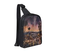 The Old Hollywood Sac de poitrine imprimé pour homme et femme, sac à dos à bandoulière imperméable pour coureur, entraînement, randonnée, cyclisme, voyage, Noir , Taille unique, Sac à dos décontracté