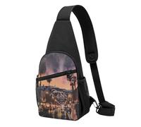 The Old Hollywood Sac de poitrine imprimé pour homme et femme, sac banane d'extérieur à bandoulière pour randonnée, sport, Noir , Taille unique, Sac à dos décontracté