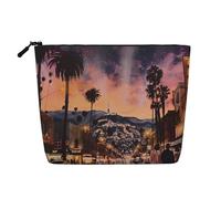 The Old Hollywood Trousse de maquillage de voyage en imitation lin étanche pour femme, Noir , Taille unique, Trousse de maquillage