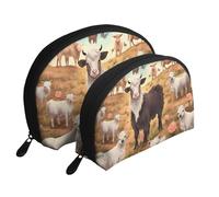 The Old Hollywood Trousse de maquillage portable avec fermeture éclair et compartiments intérieurs, Animal de la ferme, Taille unique