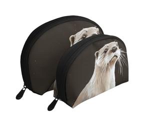 The Old Hollywood Trousse de maquillage portable avec fermeture éclair et compartiments intérieurs, Loutre, Taille unique