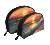 The Old Hollywood Trousse de maquillage portable avec fermeture éclair et compartiments intérieurs, Sunset Seaside, Taille unique