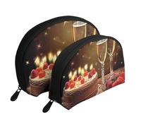 The Old Hollywood Trousse de maquillage portable avec fermeture éclair et compartiments intérieurs, Toast to Your Birthday, Taille unique