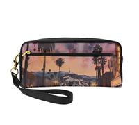 The Old Hollywood Trousse de toilette en cuir pour femme et maman, élégante et portable avec fermeture éclair, Noir , Taille unique, Trousse de maquillage