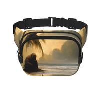 The Old Man by the sea Square Sac banane double couche avec bandoulière réglable Idéal pour les sports de plein air, noir, One Size