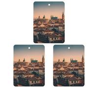 The Old Town at Sunset Lot de 3 désodorisants carrés à suspendre pour voiture, maison, bureau - Style gris