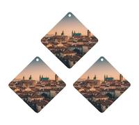 The Old Town at Sunset Lot de 3 désodorisants pour voiture à suspendre - Cartes parfumées longue durée pour voiture, maison, bureau - Style gris