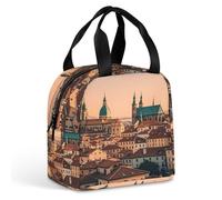 The Old Town at Sunset Sac à déjeuner pour homme et femme, sac fourre-tout isotherme portable avec poignée, étanche, réutilisable, pour le travail, le pique-nique, les voyages